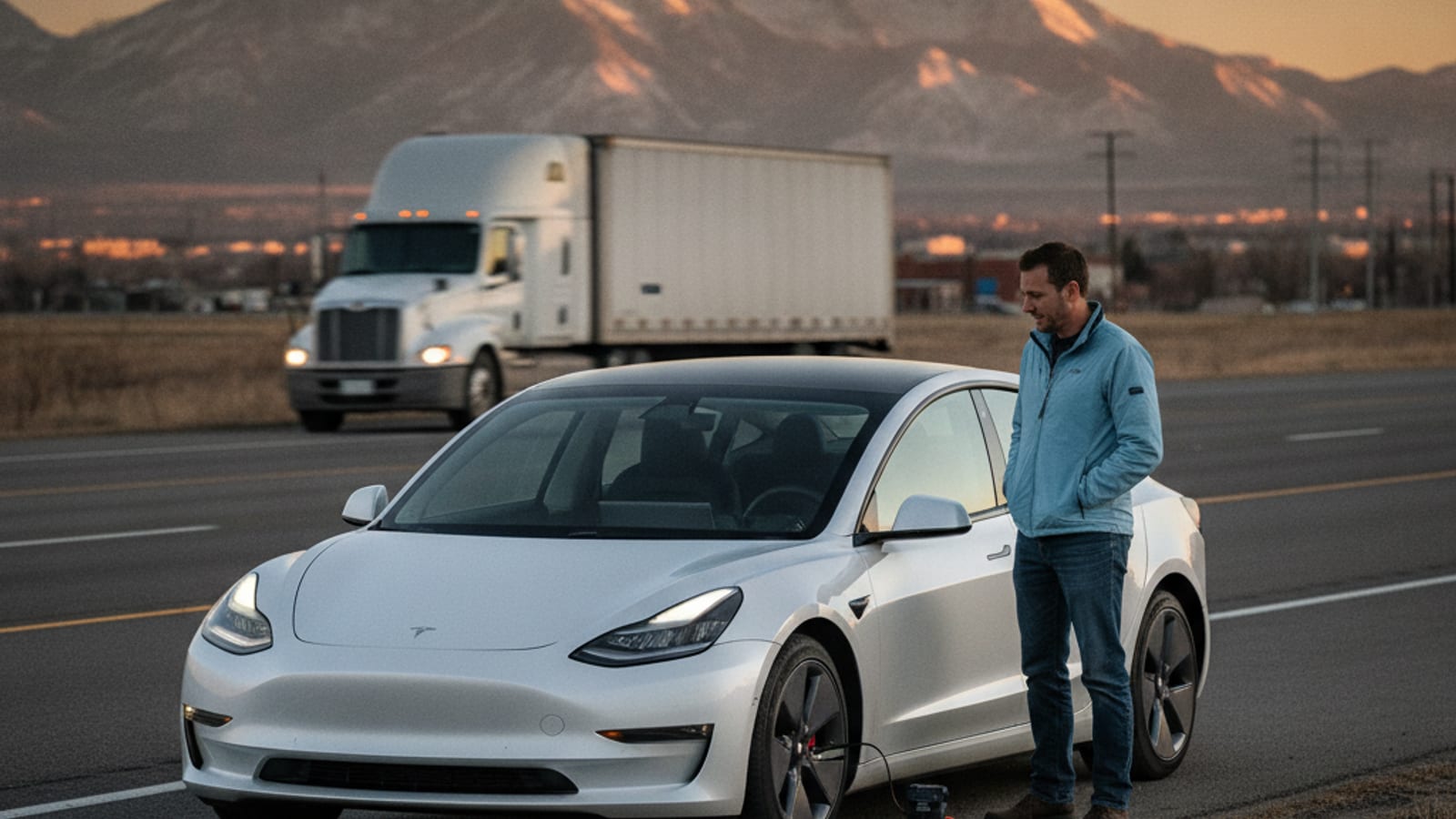 Four Tesla models parked side by side at a Supercharger stall in daylight