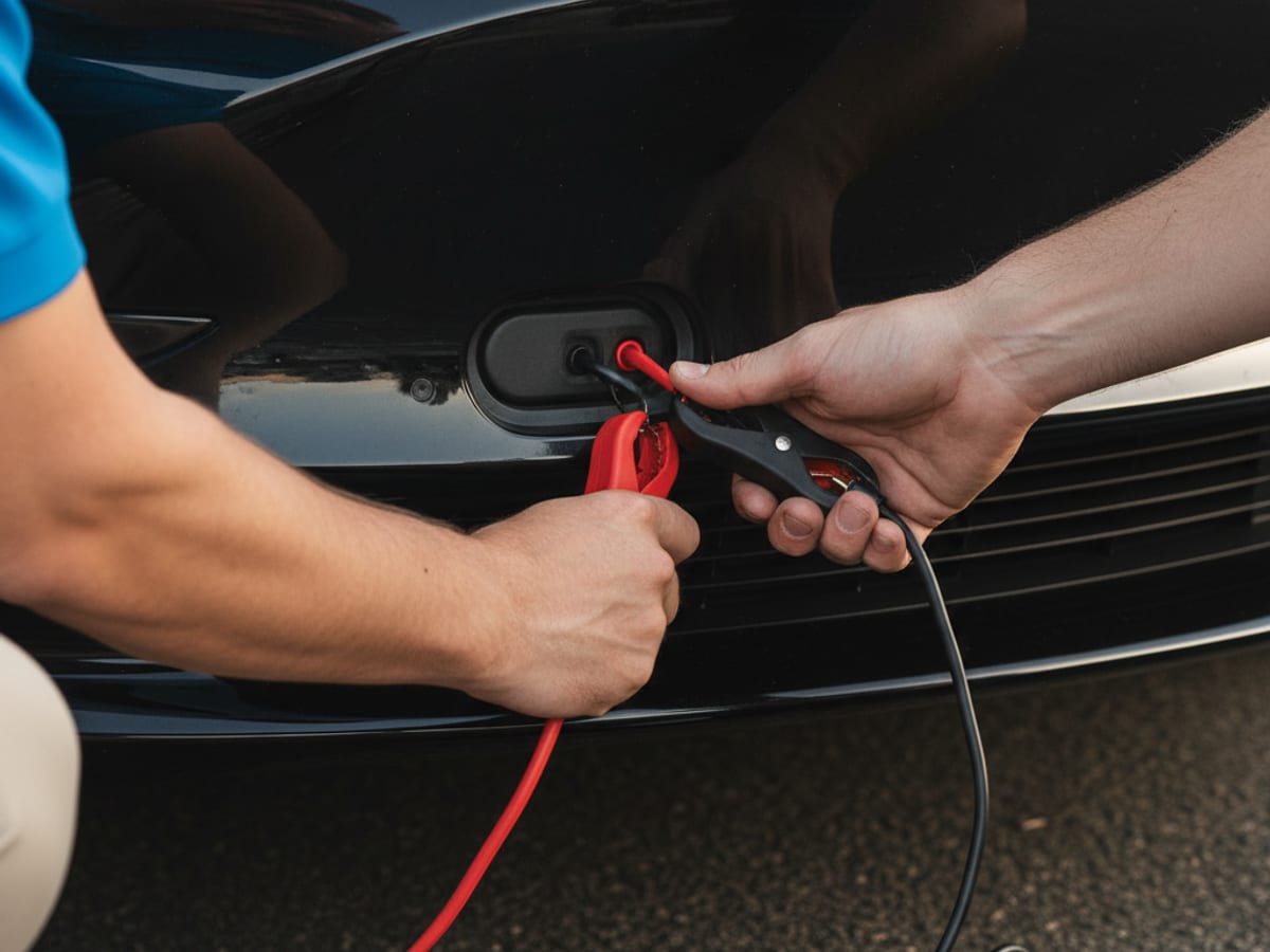 Model-specific low-voltage access area on a Tesla in the Denver metro